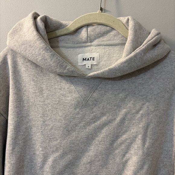 NWT MATE The Label Organic Fleece Relaxed Cotton Hoodie In Heather Grey Xsmall - Picture 4 of 8